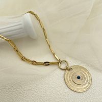 304 Stainless Steel 14K Gold Plated INS Style Plating Inlay Round Natural Stone Pendant Necklace main image 1