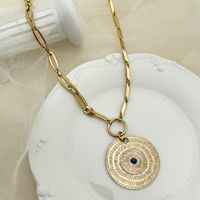 304 Stainless Steel 14K Gold Plated Elegant Luxurious Ethnic Style Plating Inlay Round Stripe Natural Stone Pendant Necklace main image 1