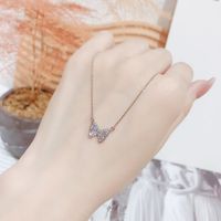 Simple Style Butterfly Copper Inlay Zircon Necklace sku image 1