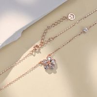 Sweet Flower Sterling Silver Inlay Zircon Necklace main image 4