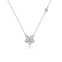 Sweet Flower Sterling Silver Inlay Zircon Necklace main image 2