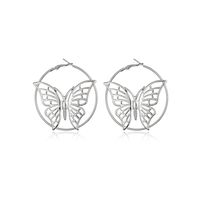 1 Pair Exaggerated Butterfly Hollow Out Metal Hoop Earrings sku image 2