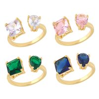 Casual Geometric Copper Plating Inlay Zircon Open Ring main image 1