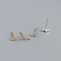 1 Pair Simple Style Lightning Sterling Silver Irregular Inlay Artificial Gemstones Ear Studs main image 1