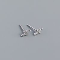 1 Pair Simple Style Lightning Sterling Silver Irregular Inlay Artificial Gemstones Ear Studs sku image 1