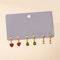 Wholesale Jewelry 3 Pairs Simple Style Water Droplets Heart Shape Rectangle Alloy Zircon Drop Earrings main image 3