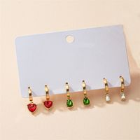 Wholesale Jewelry 3 Pairs Simple Style Water Droplets Heart Shape Rectangle Alloy Zircon Drop Earrings main image 1