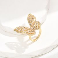 Luxurious Romantic Shiny Butterfly Copper Zircon Rings In Bulk sku image 1