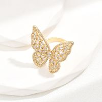 Luxuriös Romantisch Glänzend Schmetterling Kupfer Zirkon Ringe In Masse main image 7