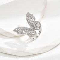 Luxuriös Romantisch Glänzend Schmetterling Kupfer Zirkon Ringe In Masse sku image 2