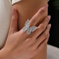 Luxurious Romantic Shiny Butterfly Copper Zircon Rings In Bulk main image 2