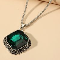 Vintage Style Rhombus Alloy Inlay Glass Women's Pendant Necklace main image 2