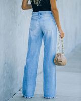 Women's Holiday Streetwear Solid Color Full Length Washed Jeans Wide Leg Pants main image 3