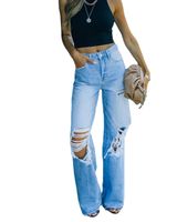 Women's Holiday Streetwear Solid Color Full Length Washed Jeans Wide Leg Pants main image 6