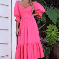 Women's Irregular Skirt Simple Style U Neck Long Sleeve Solid Color Maxi Long Dress main image 1