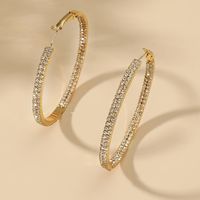 1 Pair Exaggerated Circle Copper Inlay Glass Hoop Earrings main image 3