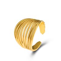 Lässig Einfarbig Titan Stahl Überzug 18 Karat Vergoldet Offener Ring main image 2