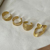 Casual Solid Color Titanium Steel Plating 18k Gold Plated Open Ring main image 4