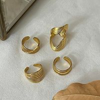 Casual Solid Color Titanium Steel Plating 18k Gold Plated Open Ring main image 5