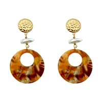 1 Pair Retro Round Pearl Plating Hollow Out 304 Stainless Steel Arylic Acrylic Pearl 14K Gold Plated Drop Earrings main image 2