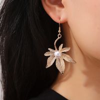 Wholesale Jewelry 1 Pair Modern Style Leaves Titanium Alloy Pearl Drop Earrings main image 2