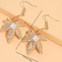 Wholesale Jewelry 1 Pair Modern Style Leaves Titanium Alloy Pearl Drop Earrings sku image 1