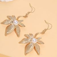 Wholesale Jewelry 1 Pair Modern Style Leaves Titanium Alloy Pearl Drop Earrings main image 1