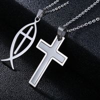 Retro Cross Stainless Steel Plating Pendant Necklace 1 Piece main image 6