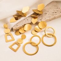 1 Pair Exaggerated Hexagon Round Square Stainless Steel Plating 18k Gold Plated Drop Earrings main image 1