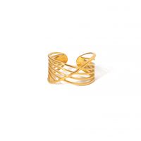 Casual Solid Color Titanium Steel Plating 18k Gold Plated Open Ring sku image 4