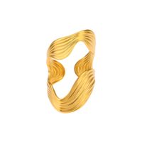 Lässig Einfarbig Titan Stahl Überzug 18 Karat Vergoldet Offener Ring sku image 3