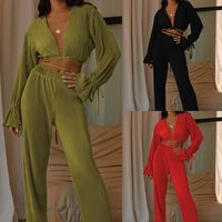 Women's Casual Solid Color Polyester Pants Sets main image 1