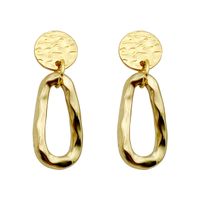 1 Paire Style Simple Commuer Rond Les Gouttelettes D'Eau Polissage Placage Acier Inoxydable 304 Plaqué Or 14K Boucles D'oreilles main image 2