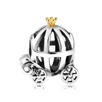Modern Style Pumpkin Car Sterling Silver Enamel Inlay Zircon Halloween Jewelry Accessories sku image 1