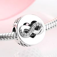 Simple Style Infinity Heart Shape Sterling Silver Epoxy Inlay Zircon Jewelry Accessories sku image 3
