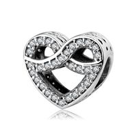 Simple Style Infinity Heart Shape Sterling Silver Epoxy Inlay Zircon Jewelry Accessories sku image 2
