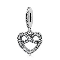 Simple Style Infinity Heart Shape Sterling Silver Epoxy Inlay Zircon Jewelry Accessories sku image 4