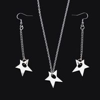 304 Stainless Steel Simple Style Plating Pentagram Earrings Necklace main image 1