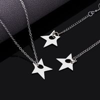 304 Stainless Steel Simple Style Plating Pentagram Earrings Necklace main image 5