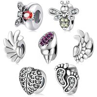 Novelty Footprint Bee Sterling Silver Inlay Zircon Jewelry Accessories main image 1