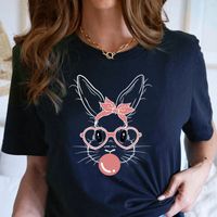 Women's T-shirt Short Sleeve T-shirts Printing Cute Rabbit main image 1