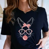 Frau T-shirt Kurzarm T-shirts Drucken Süß Kaninchen main image 10