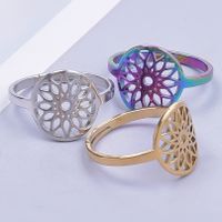 Wholesale Streetwear Flower Stainless Steel Open Ring main image 6