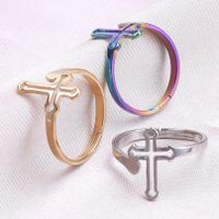 Wholesale Ethnic Style Cross Stainless Steel Open Ring main image 3