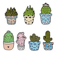 Cartoon Style Cactus Plant Alloy Stamping Stoving Varnish Plating Kid's Women's Brooches main image 7