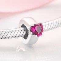 Retro Heart Shape S925 Silver Inlay Zircon Jewelry Accessories sku image 1