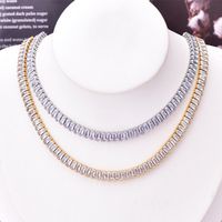304 Stainless Steel 18K Gold Plated Elegant Plating Inlay Square Artificial Diamond Jewelry Set main image 4