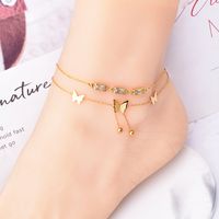 Fairy Style Insect Butterfly 304 Stainless Steel Plating Inlay Glass Stone 18K Gold Plated Women'S Anklet main image 1