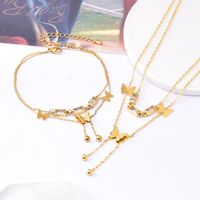 Fairy Style Insect Butterfly 304 Stainless Steel Plating Inlay Glass Stone 18K Gold Plated Women'S Anklet main image 4