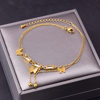 Fairy Style Insect Butterfly 304 Stainless Steel Plating Inlay Glass Stone 18K Gold Plated Women'S Anklet main image 2